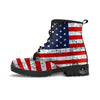 USA Flag Grunge Print Leather Boots-grizzshop