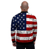 USA Flag Grunge Print Men's Bomber Jacket-grizzshop