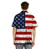 USA Flag Grunge Print Men's Hawaiian Shirt-grizzshop