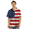 USA Flag Grunge Print Men's Hawaiian Shirt-grizzshop