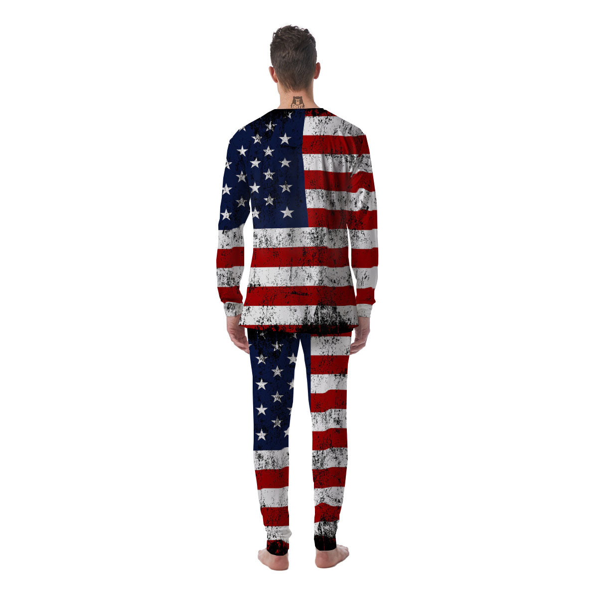 USA Flag Grunge Print Men's Pajamas-grizzshop