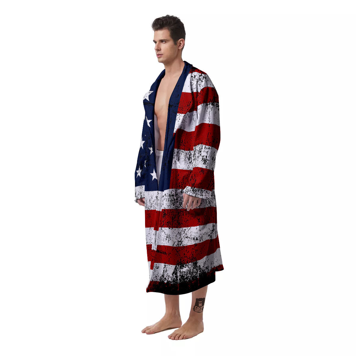 USA Flag Grunge Print Men's Robe-grizzshop