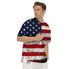 USA Flag Grunge Print Men's Short Sleeve Shirts-grizzshop