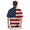 USA Flag Grunge Print Men's Short Sleeve Shirts-grizzshop