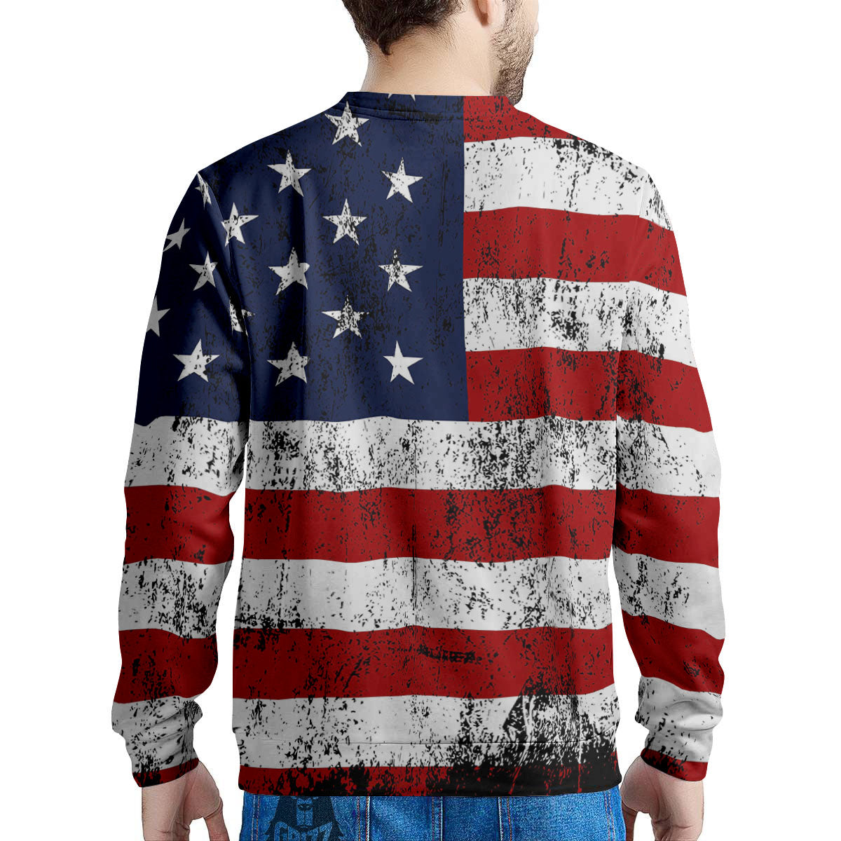 USA Flag Grunge Print Men's Sweatshirt-grizzshop