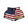 USA Flag Grunge Print Muay Thai Boxing Shorts-grizzshop