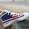 USA Flag Grunge Print White High Top Shoes-grizzshop