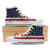 USA Flag Grunge Print White High Top Shoes-grizzshop