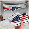 USA Flag Grunge Print White Low Top Shoes-grizzshop