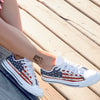 USA Flag Grunge Print White Low Top Shoes-grizzshop