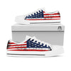 USA Flag Grunge Print White Low Top Shoes-grizzshop