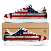 USA Flag Grunge Print White Low Top Sneakers-grizzshop