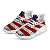 USA Flag Grunge Print White Running Shoes-grizzshop