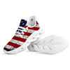 USA Flag Grunge Print White Running Shoes-grizzshop