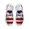 USA Flag Grunge Print White Running Shoes-grizzshop