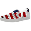 USA Flag Grunge Print White Slip On Shoes-grizzshop