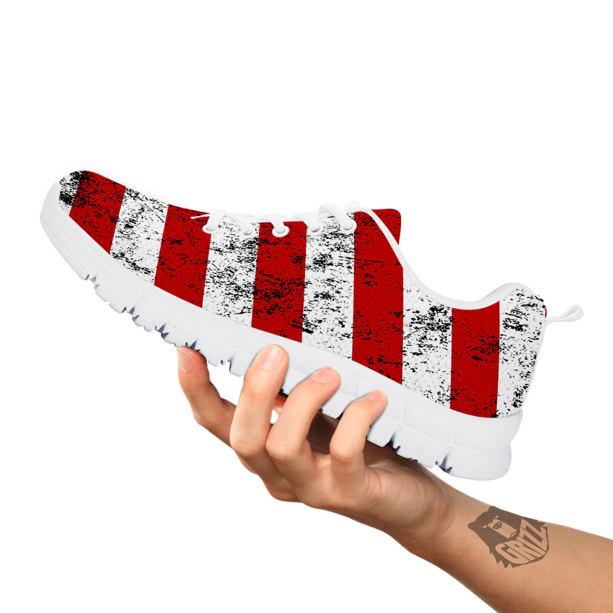 USA Flag Grunge Print White Sneaker-grizzshop