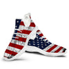 USA Flag Grunge Print White Walking Shoes-grizzshop