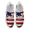 USA Flag Grunge Print White Walking Shoes-grizzshop