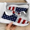 USA Flag Grunge Print White Walking Shoes-grizzshop