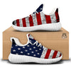 USA Flag Grunge Print White Walking Shoes-grizzshop