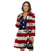 USA Flag Grunge Print Women's Robe-grizzshop