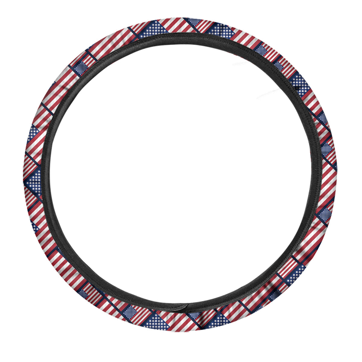 USA Flag Independence Day Print Pattern Car Steering Wheel Cover-grizzshop