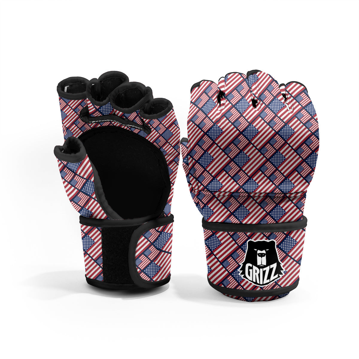 USA Flag Independence Day Print Pattern MMA Gloves-grizzshop