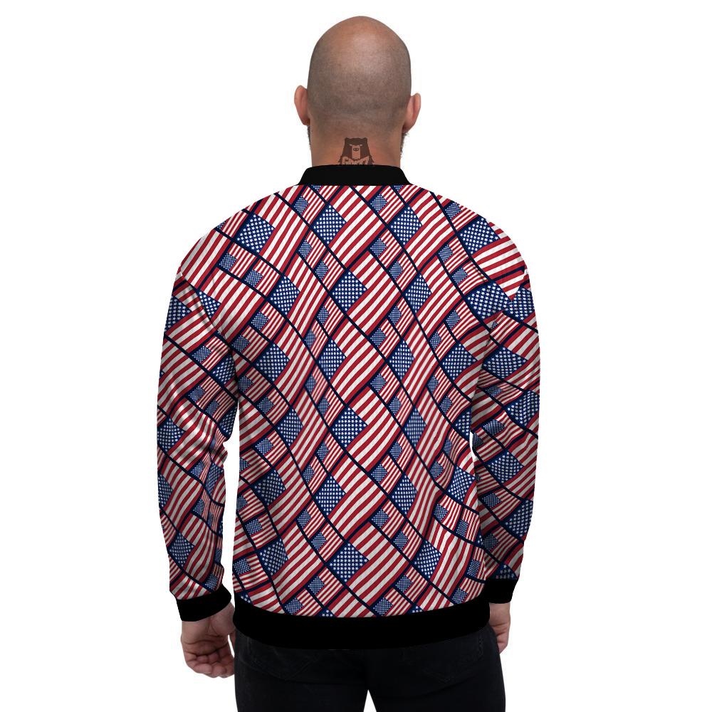 USA Flag Independence Day Print Pattern Men's Bomber Jacket-grizzshop