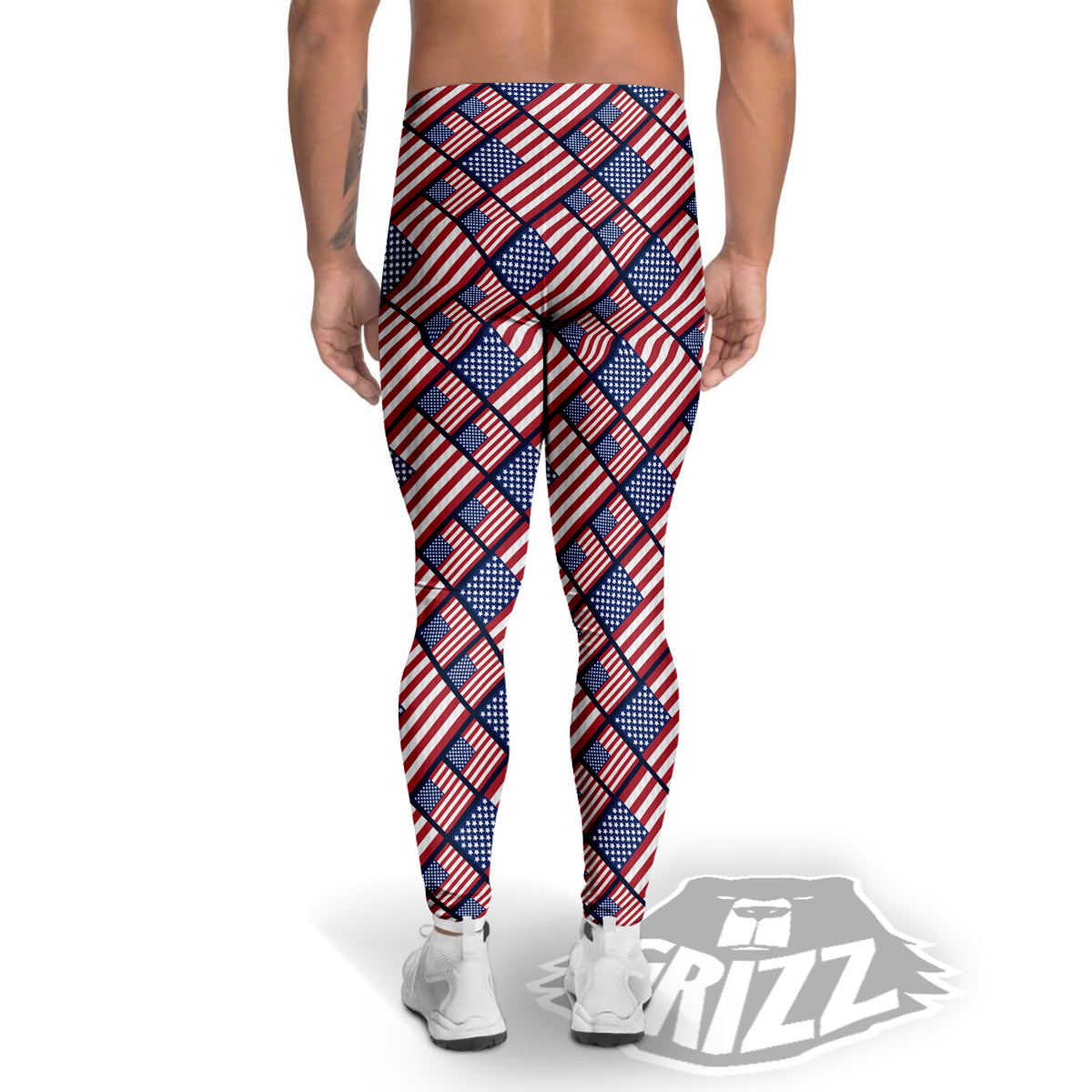 USA Flag Independence Day Print Pattern Men's Leggings-grizzshop