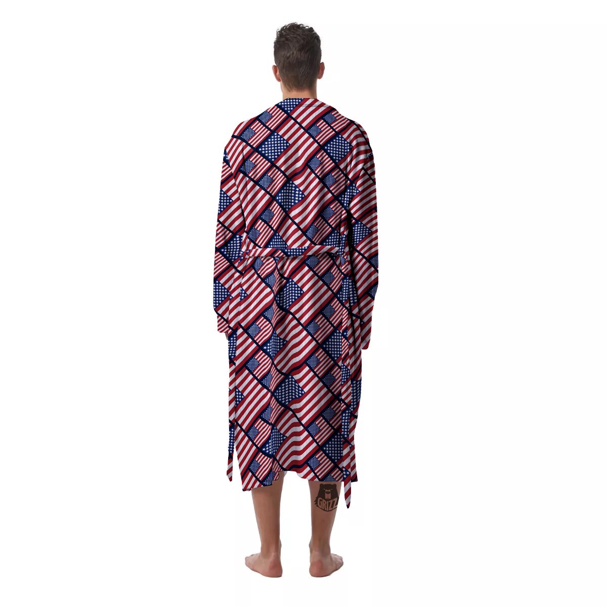 USA Flag Independence Day Print Pattern Men's Robe-grizzshop