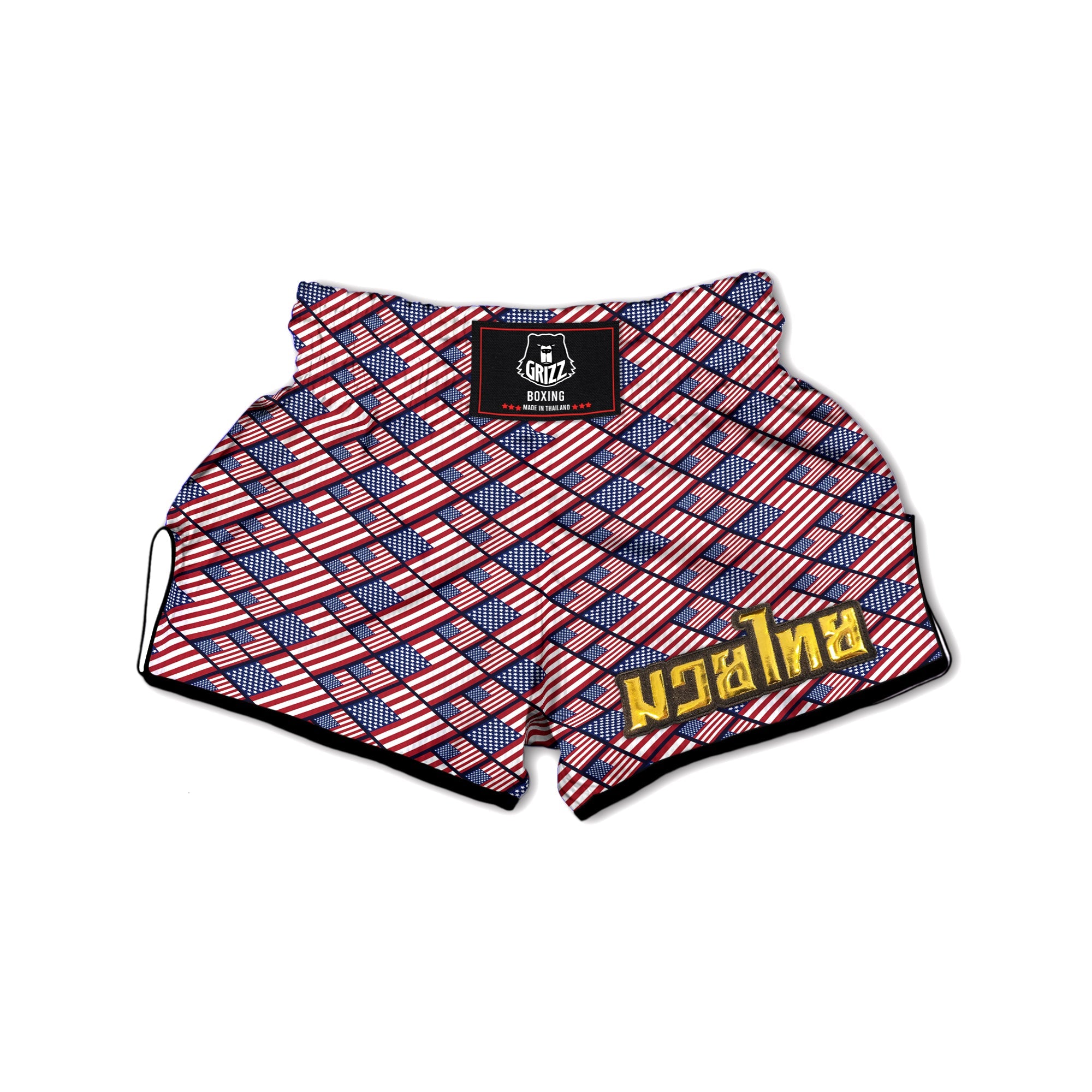 USA Flag Independence Day Print Pattern Muay Thai Boxing Shorts-grizzshop