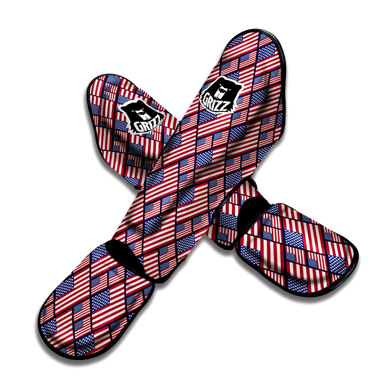 USA Flag Independence Day Print Pattern Muay Thai Shin Guards-grizzshop