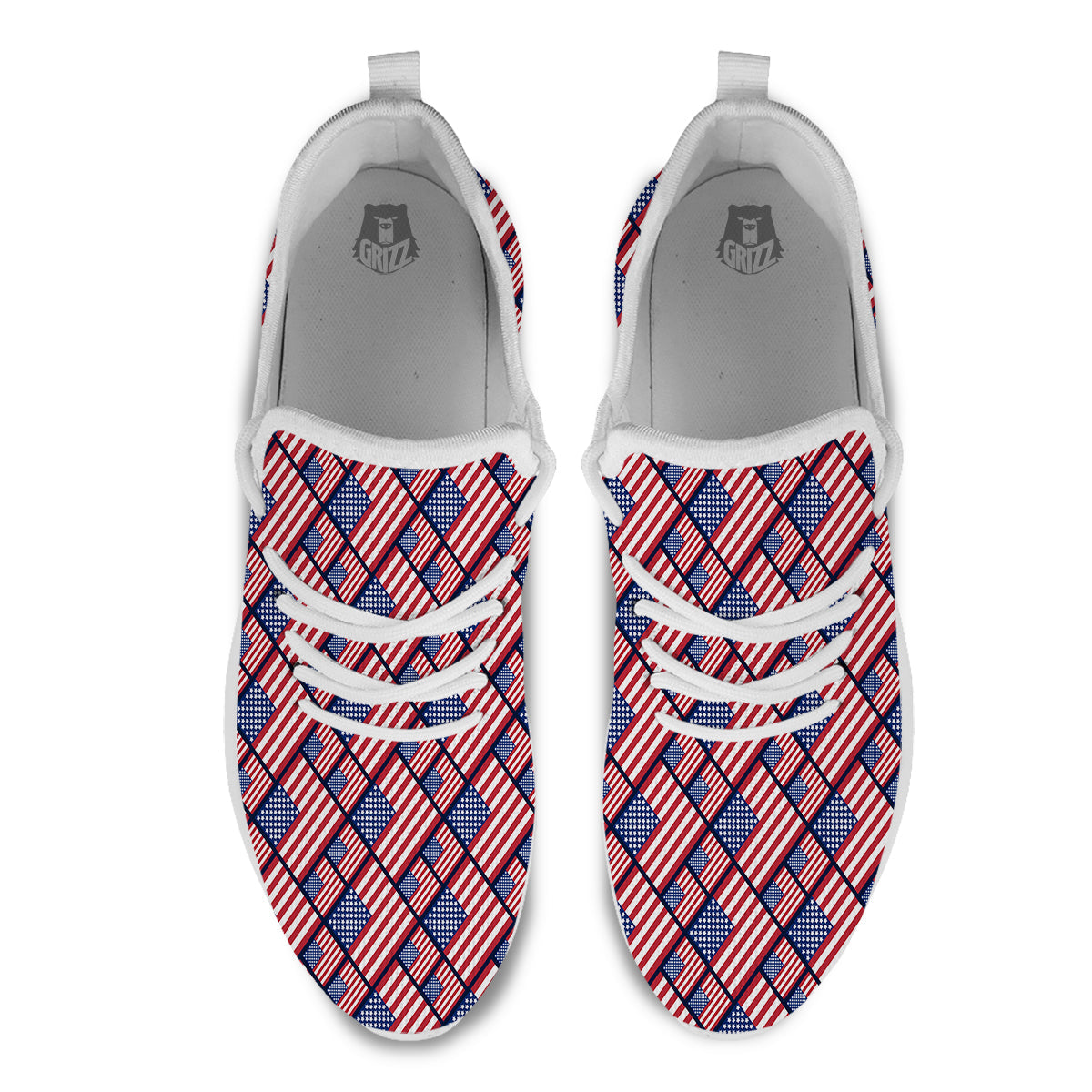 USA Flag Independence Day Print Pattern White Athletic Shoes-grizzshop