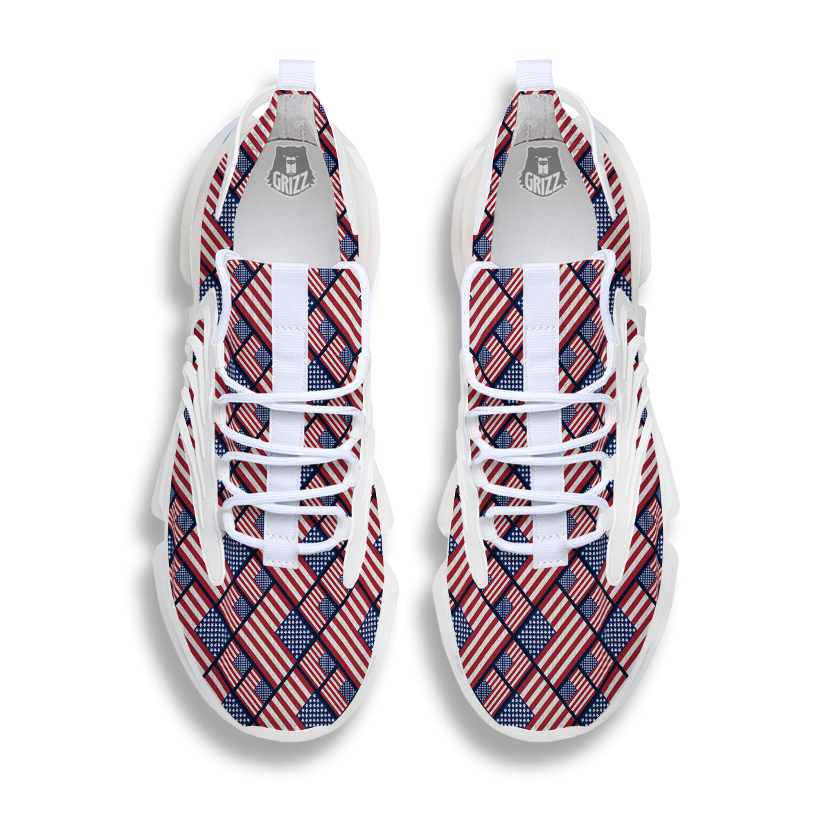 USA Flag Independence Day Print Pattern White Gym Shoes-grizzshop