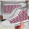 USA Flag Independence Day Print Pattern White High Top Shoes-grizzshop