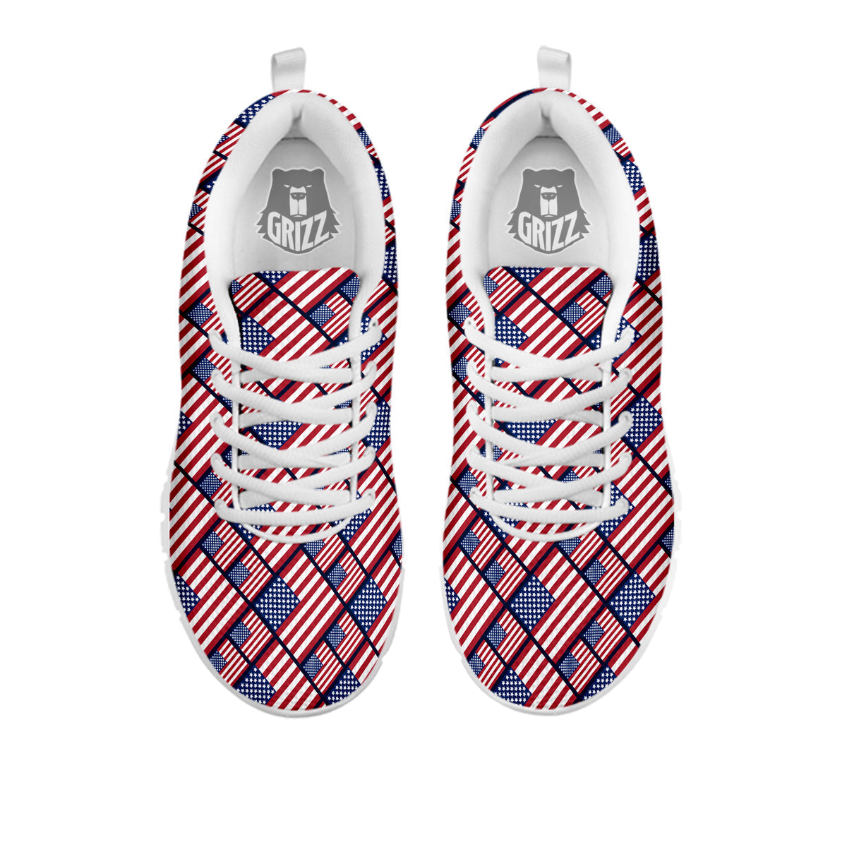 USA Flag Independence Day Print Pattern White Sneaker-grizzshop