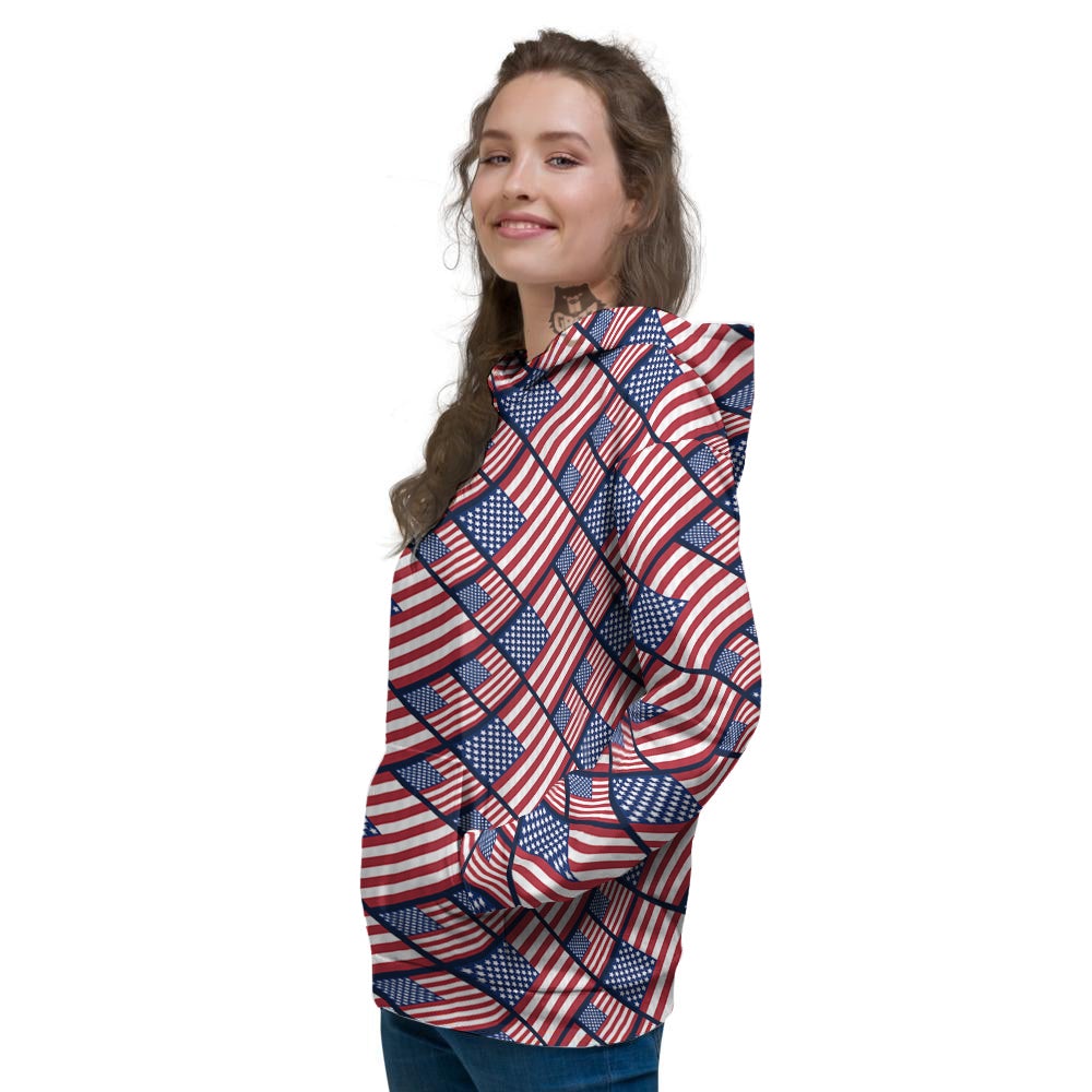 USA Flag Independence Day Print Pattern Women's Hoodie-grizzshop