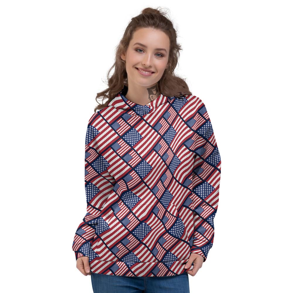 USA Flag Independence Day Print Pattern Women's Hoodie-grizzshop
