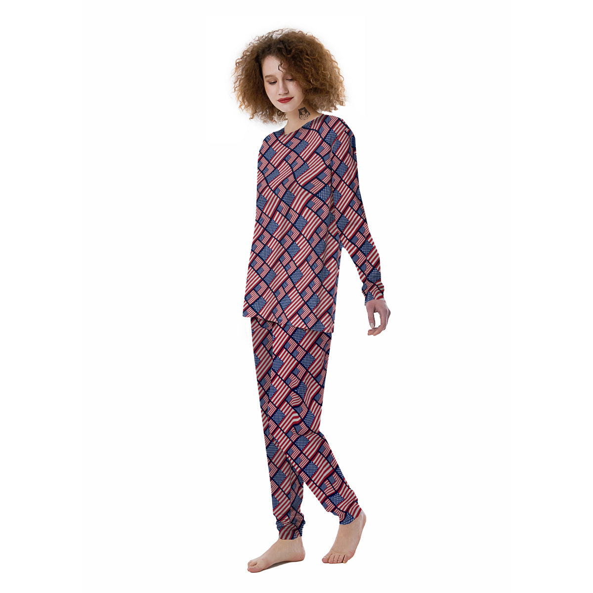 USA Flag Independence Day Print Pattern Women's Pajamas-grizzshop