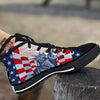 USA Flag Statue of Liberty Print Black High Top Shoes-grizzshop