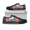 USA Flag Statue of Liberty Print Black Low Top Shoes-grizzshop