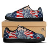 USA Flag Statue of Liberty Print Black Low Top Sneakers-grizzshop