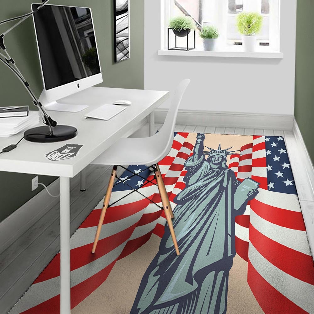 USA Flag Statue of Liberty Print Floor Mat-grizzshop