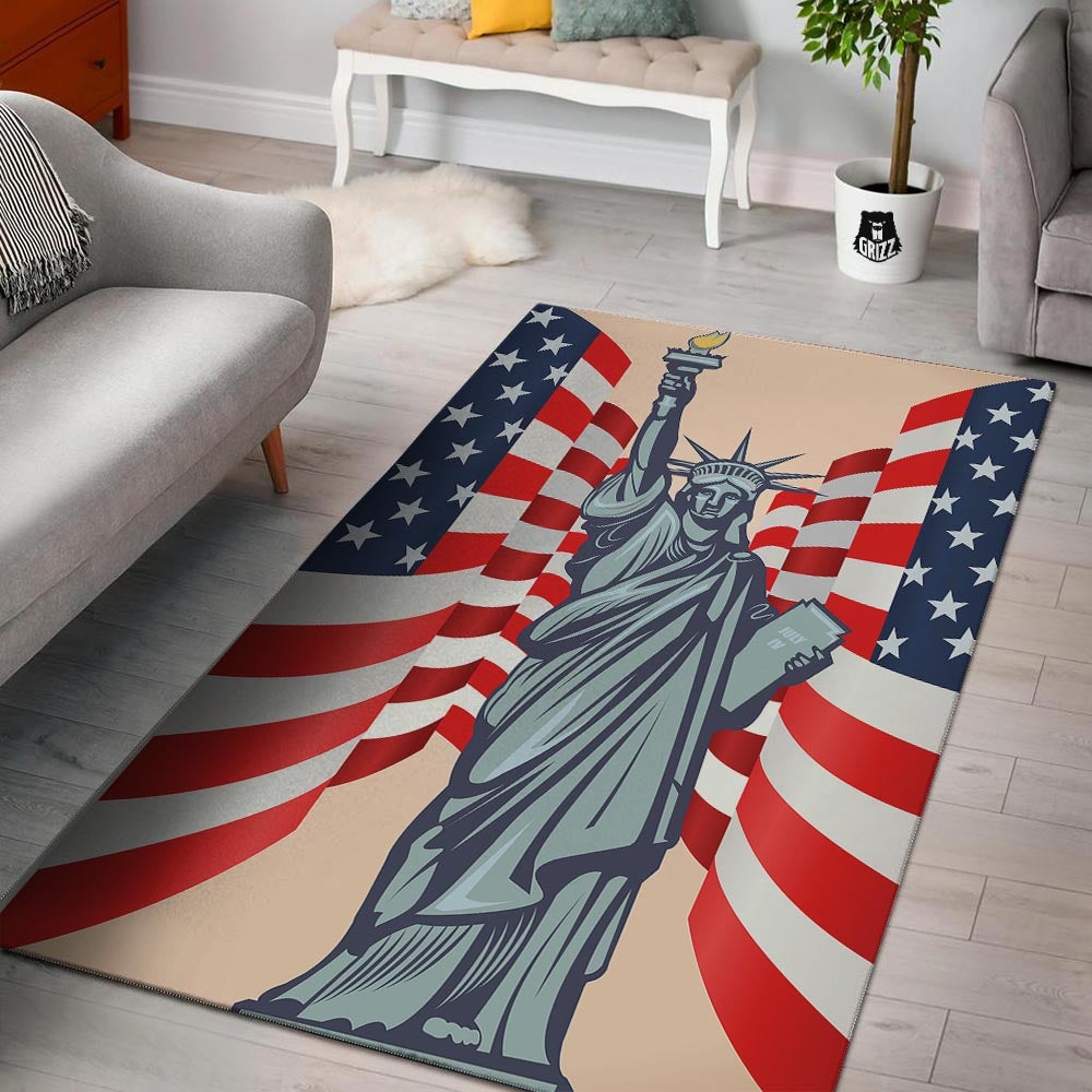 USA Flag Statue of Liberty Print Floor Mat-grizzshop