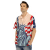 USA Flag Statue of Liberty Print Men's Hawaiian Shirt-grizzshop