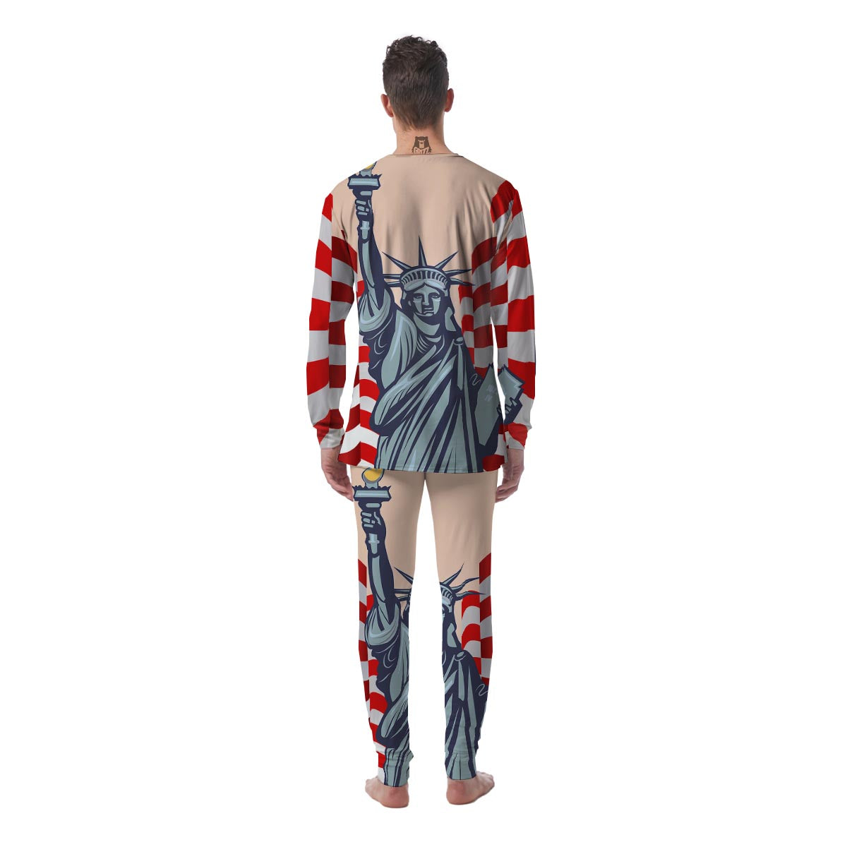 USA Flag Statue of Liberty Print Men's Pajamas-grizzshop