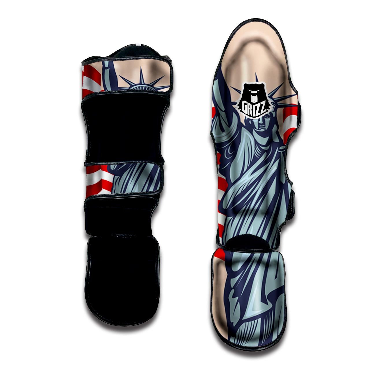 USA Flag Statue of Liberty Print Muay Thai Shin Guards-grizzshop