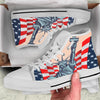 USA Flag Statue of Liberty Print White High Top Shoes-grizzshop