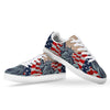 USA Flag Statue of Liberty Print White Low Top Sneakers-grizzshop